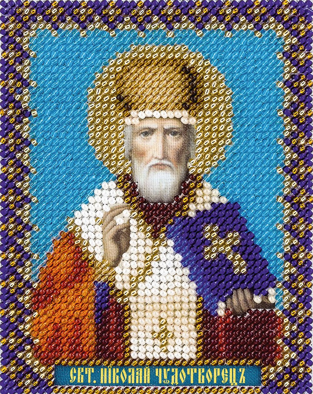 Набор для вышивания бисером Panna, Икона Святителя Николая Чудотворца, 8,5х11 см