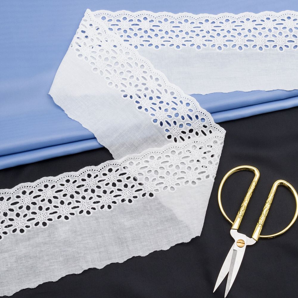 Кружево шитьё 125 мм / 13.7 метров, хлопок, (белый), 3AR2352