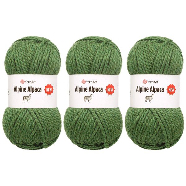 Пряжа YarnArt (ЯрнАрт) Alpine Alpaca New / уп.3 мот. по 150 г, 120 м, 1449 зеленый