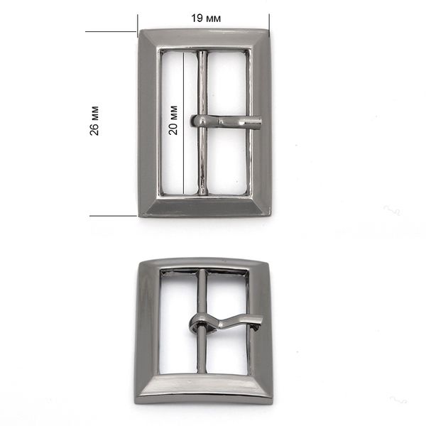 Пряжка ременная металл 20 мм (внешн. 19х26 мм), 20 шт, TBY.5444, цв. т.никель