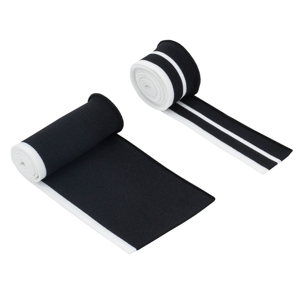 Воротник трикотажный с манжетами (комплект): воротник 7х40 см, 2 подвяза на рукава 3х40 см, 100% полиэстер, черный с белым, CL-054