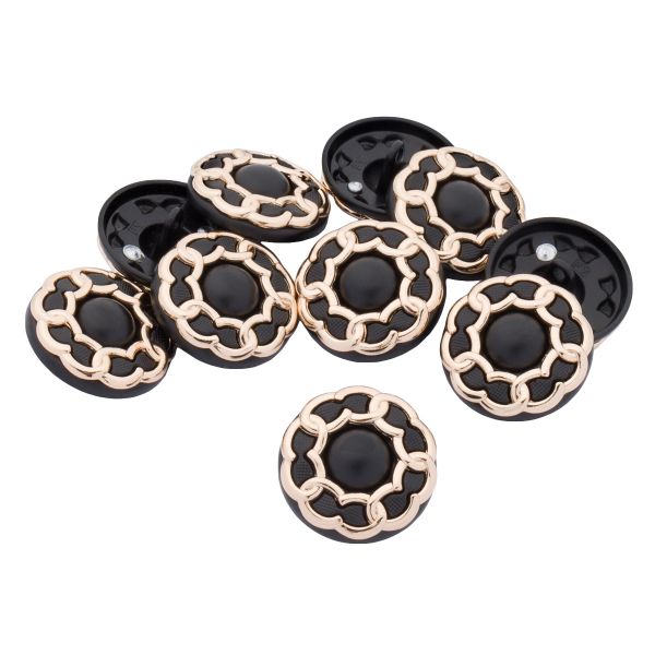Пуговицы на ножке 36L=23 мм, металл, GD.Black (золото-черный), 10 шт, MP13