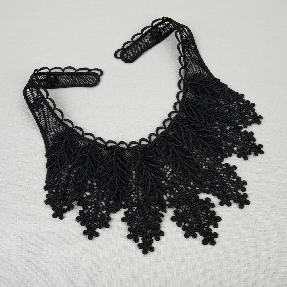 Пришивная кружевная вставка 250 мм, гипюр, 10 шт, Турция, черный, Gamma GIC-27-02 черный