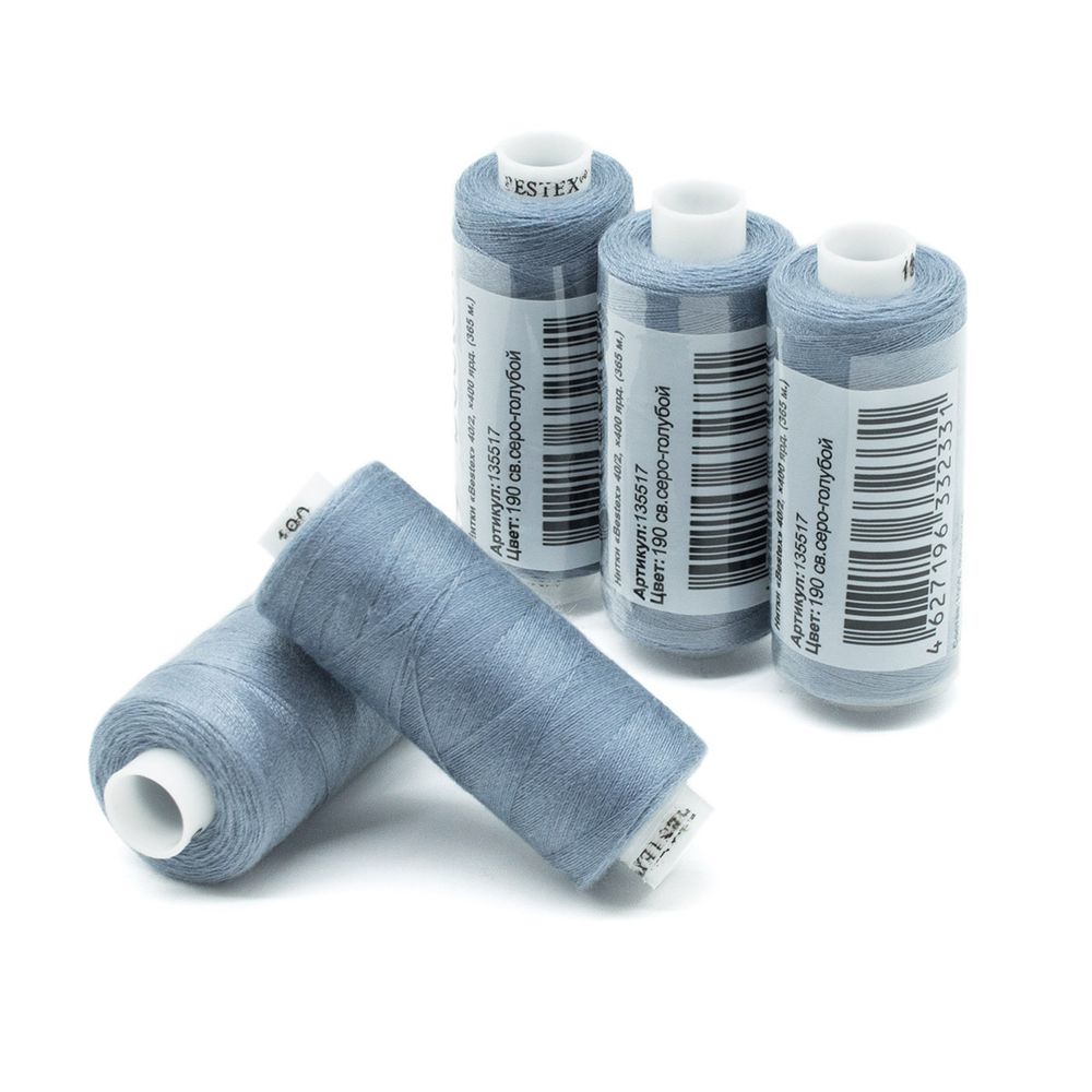 Нитки швейные бытовые Bestex 40/2, 365 м (400 ярд) / 10 кат., 190 голубовато-серый