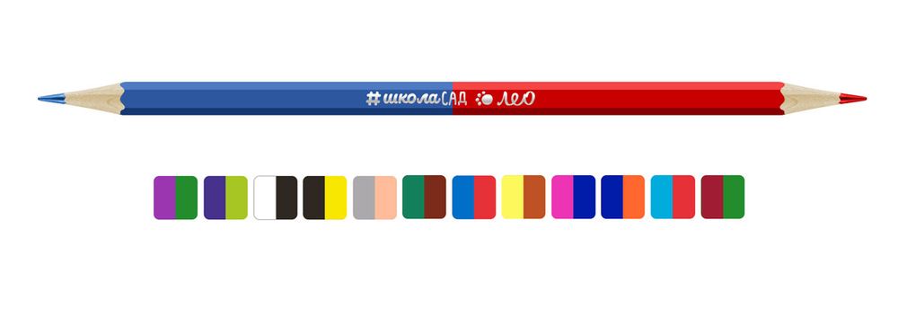 Карандаш двусторонний (набор) заточенный 8х24 цв, Лео LSDCP-12
