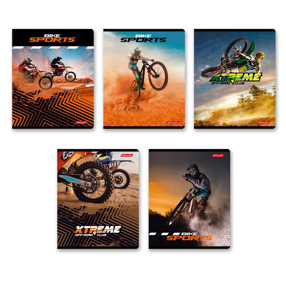 Тетрадь ученическая общая, A5+ 80 л. на скобе 65 г/м², белизна 100%, 5 шт, клетка в термоусадочной пленке, 000485 Мотофристайл, Светоч 80ТСК5_0_2_1