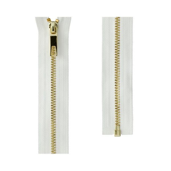 Молния металл Т3 (3 мм) 1 зам., разъем., 80 см, декор, с брелоком золото, белый брелок DEK Premium, SDV-3 Gamma, 1 шт