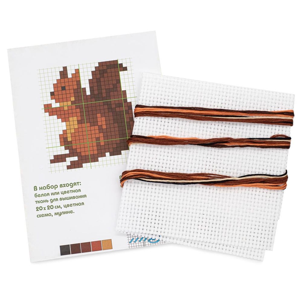 Набор для вышивания нитками РС Студия, Белочка 7х6 см