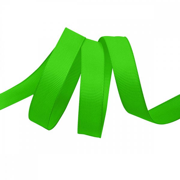 Лента репсовая (в рубчик) 15.0 мм / 22.8±1 метра, 579 ярк.зеленый, Magic4Hobby