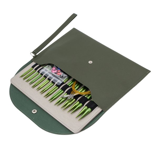 Набор съемных спиц для вязания 10см, 13 размеров (3мм-10мм), цв. зеленый, алюминий