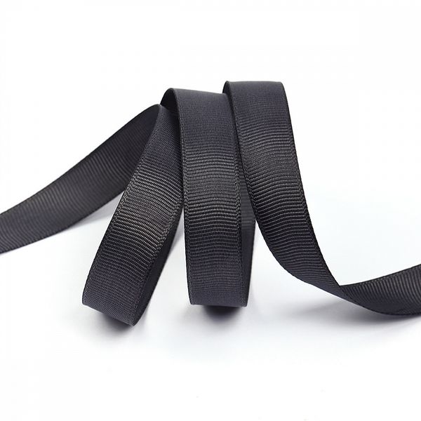 Лента репсовая (в рубчик) 15.0 мм, 077 т.серый, уп. 27,4м