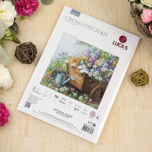 Набор для вышивания нитками Luca-S, Котята спят, 33х30см