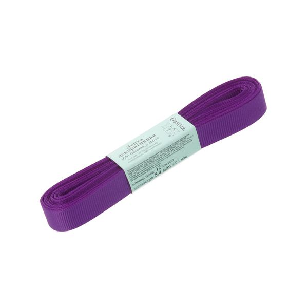 Лента репсовая нарезка 12.0 мм / 10 шт по 5.4 метра, 113 фиолетовый, Gamma GR-12