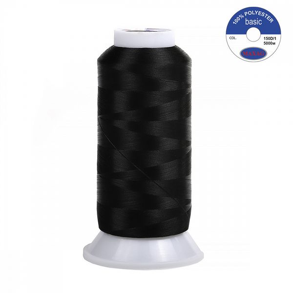 Нитки эластичные текстурированные Max 150D/1, 5000 м, 90г, 01 черный, уп.4 катушки