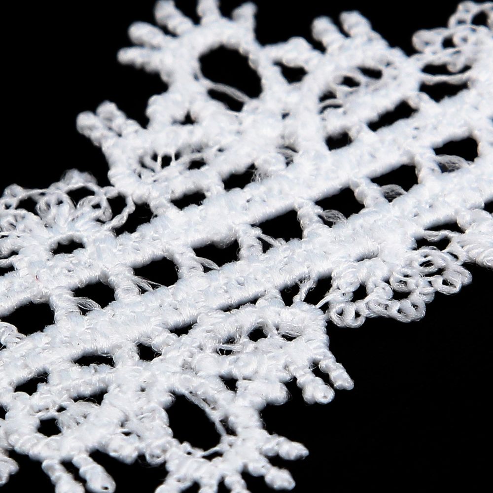 Кружево гипюр (плетёное) 30 мм / 3 метра, матовое, C501 белый