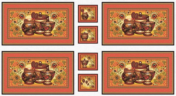 Ткань для пэчворка Peppy Русские традиции панель, отрез 60х110 см, 110 г/м², РТ-02 красный, Peppy