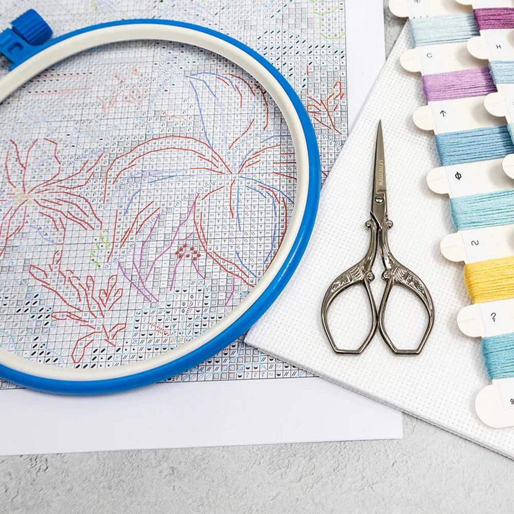 Набор для вышивания нитками LetiStitch L9951, Голубой мираж 32х22см