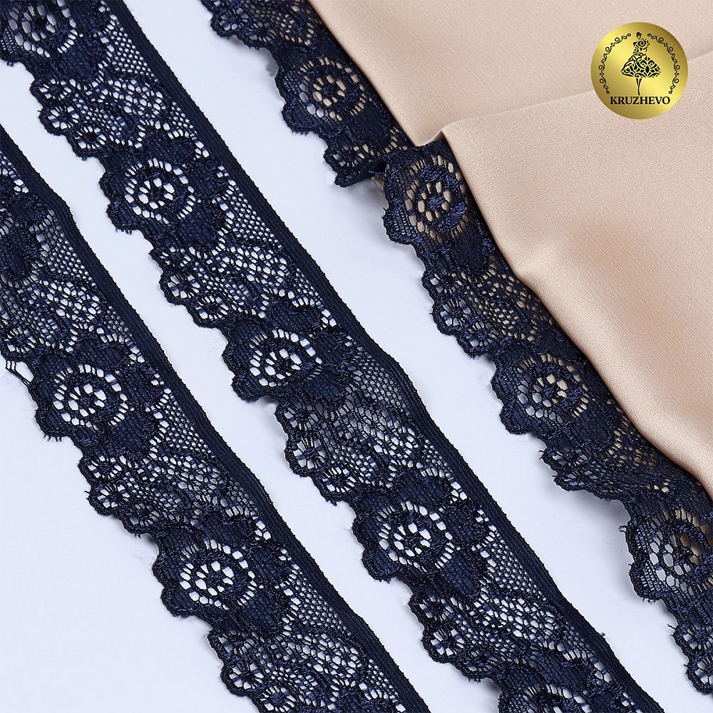 Кружево эластичное (стрейч) 30 мм, L839, цв.S058 синий сапфир уп.50м, Kruzhevo