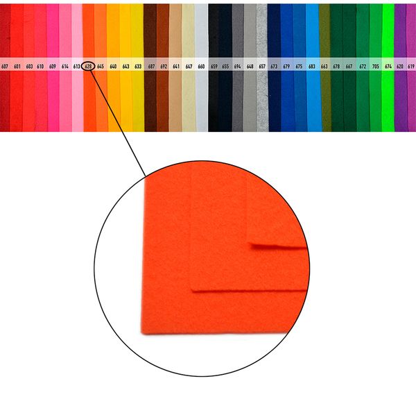 Фетр листовой мягкий 1.0 мм, 20х30 см, 10 шт, цв. 628 оранжевый