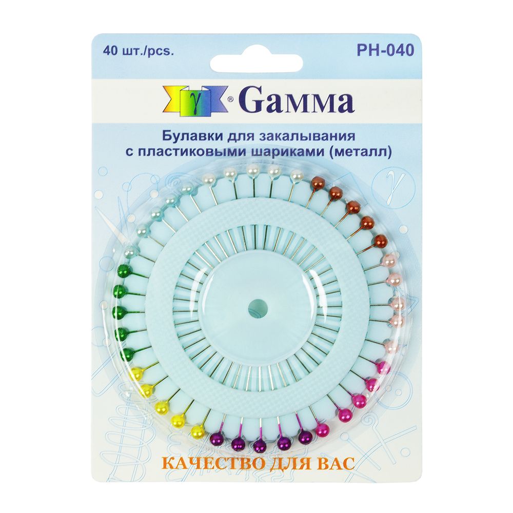 Булавки наметочные ромашка 33 мм, сталь 40 шт, большие, Gamma PH-040