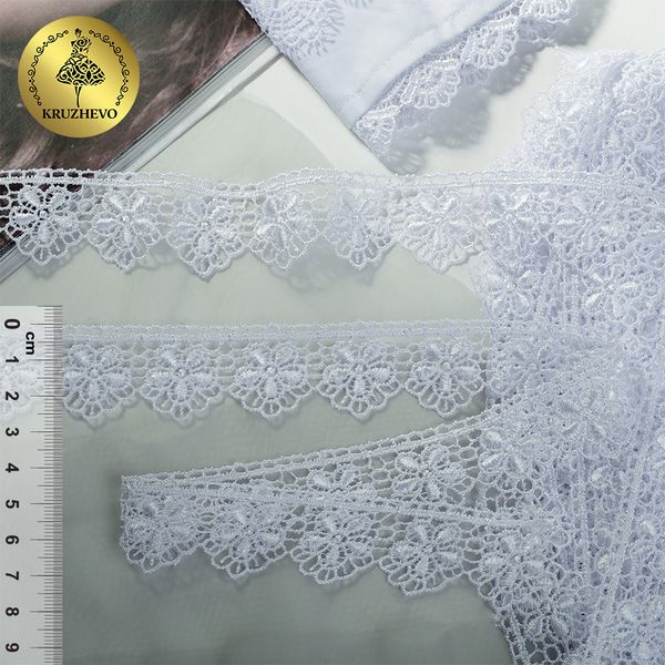 Кружево гипюр (плетёное) 30 мм, диз. 121, цв.1 белый уп. 9 м, Kruzhevo