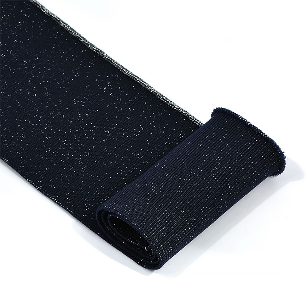 Подвяз (довяз) трикотажный 8.0х80 см, TBY.73060, цв.т.синий с люрексом серебро, уп.1шт
