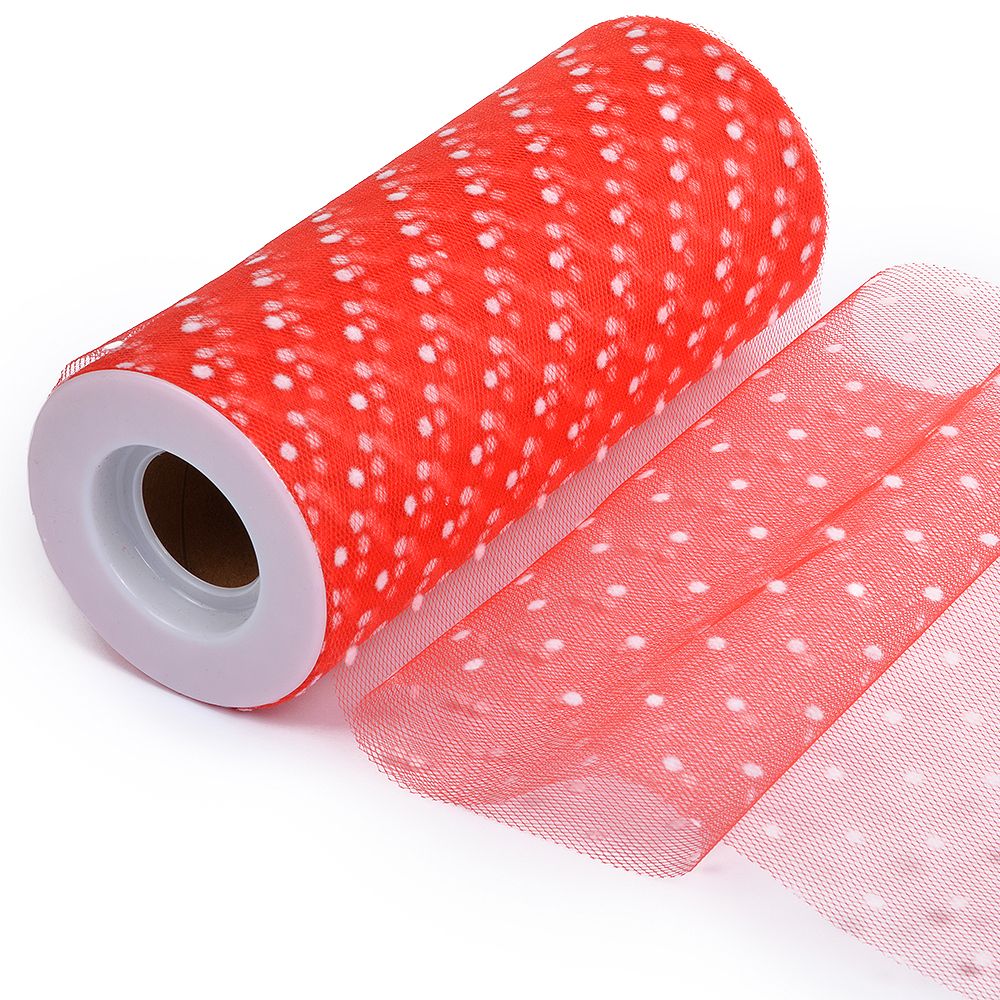 Фатин на шпульке средней жесткости 150 мм / 22.86 метра, TBY.T663.008, цв.008 красный