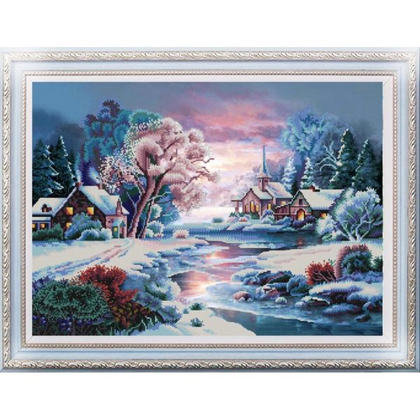 Рисунок для вышивания бисером Конек (ткань), 9940 Зимняя речка 45х60 см