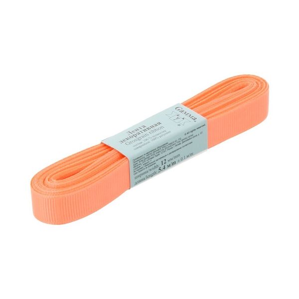 Лента репсовая нарезка 12.0 мм / 10 шт по 5.4 метра, 044 оранжевый, Gamma GR-12