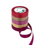 Набор атласных лент 5 цветов по 23.0 мм / 23 метра, бордово-золотой микс