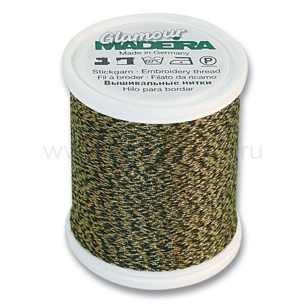 Нитки отделочные металлизированные Madeira Glamour №12, 200 м, цв. 3229, 9806, 5 катушек