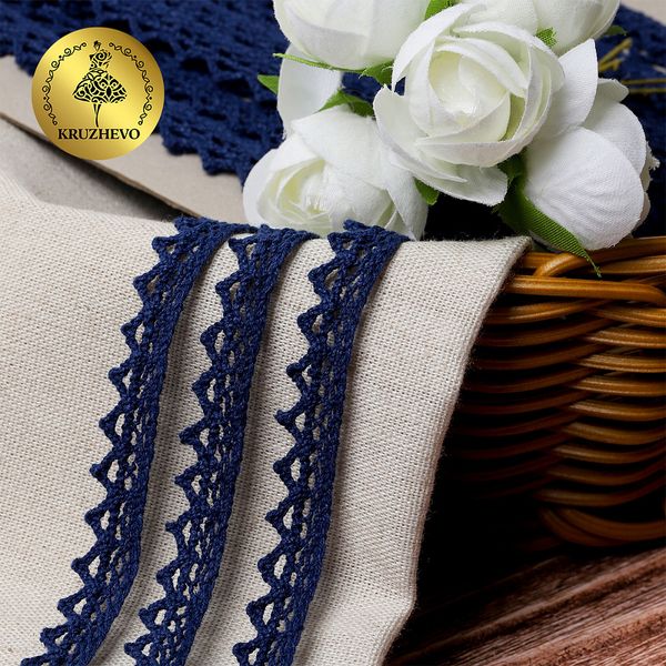 Кружево вязаное (тесьма) 10 мм / 10 метров, цв.29 т.синий, Kruzhevo