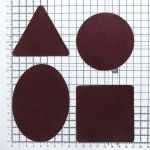 Набор заплаток пришивных из замши, круг, квадрат, треугольник, овал 8см, с перфорацией, 4 шт (31 бордовый), 59743