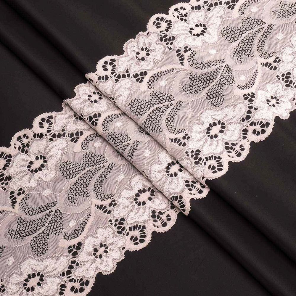 Кружево бельевое эластичное 150 мм / 3.4 метра, цвет молочный