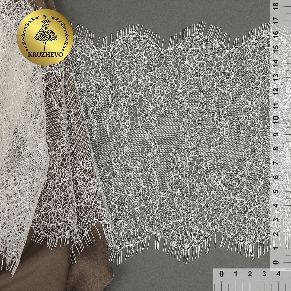 Кружево шантильи (реснички) диз. A88 шир.170мм цв.F102 молочный, 3 метра, Kruzhevo