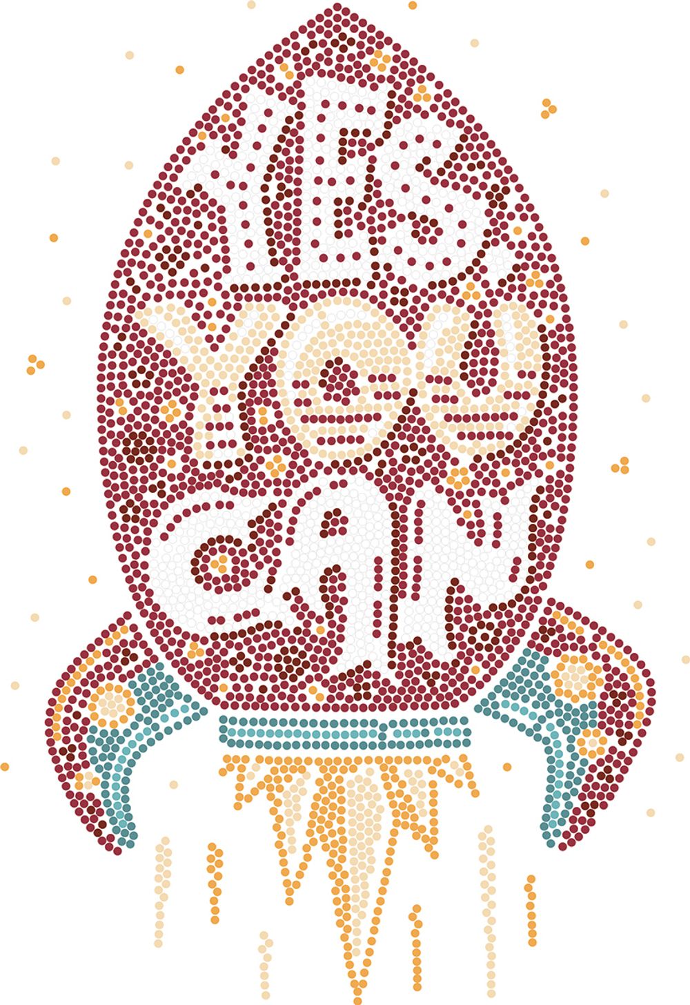 Алмазная (кристальная) мозаика Фрея, постер Ракета, 30х40 см