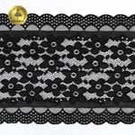 Кружево бельевое эластичное 180 мм / 10 м, цв.2 черный, Kruzhevo