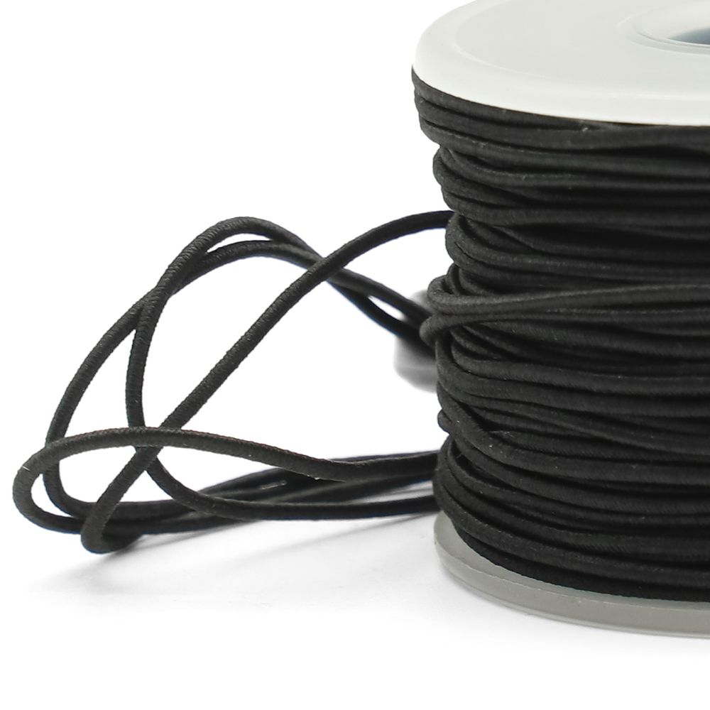 Резинка шляпная (шнур эластичный) ⌀1.0 мм / 30 метров, 0370-1100, цв.черный