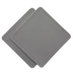 Заплатки пришивные из кожи, квадрат 8см с перфорацией, 2 шт, 100% кожа, 07 серый, 9122