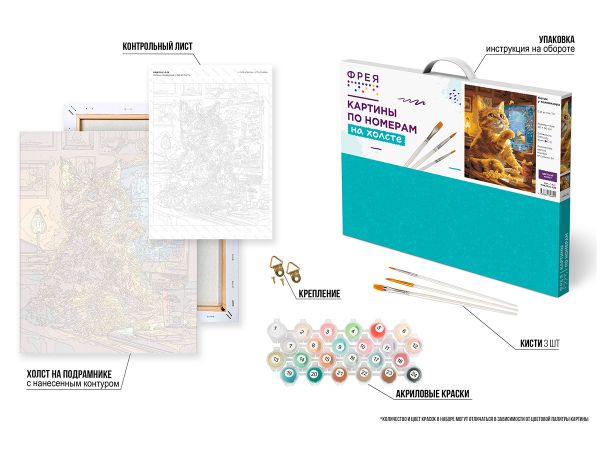 Картина по номерам Фрея PNB/PLC-329, (цветной холст) Котик у телевизора, 50х40 см