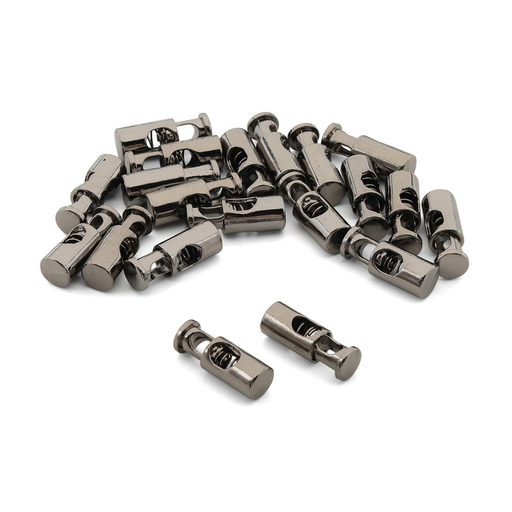 Фиксатор (зажим) для шнура металл 20х8 мм, ⌀3.5 мм, металл (чер.никель), 20 шт