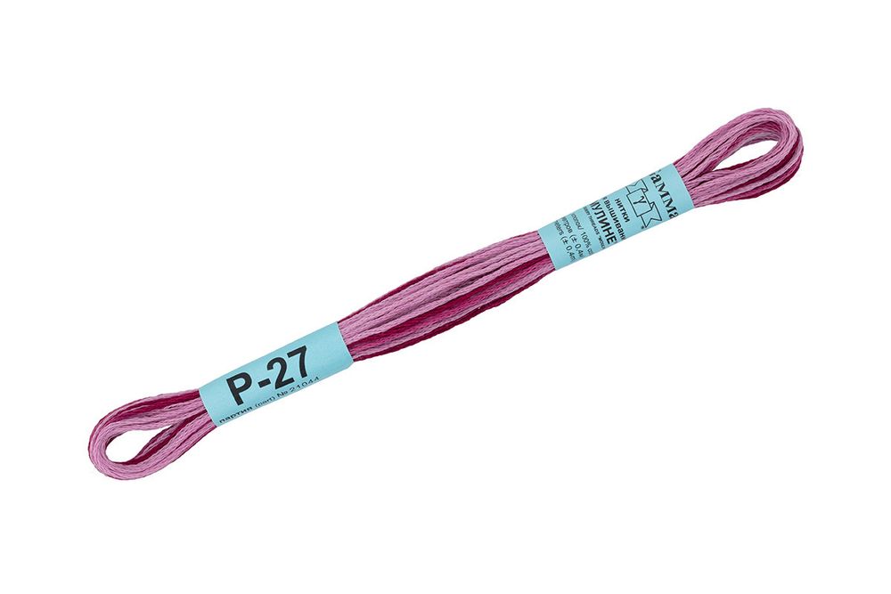 Мулине Gamma меланж, цв.Р-27 бордовый-св.розовый, 12 мотков по 8 метров