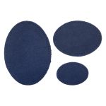 Набор заплаток пришивных из замши, овал 4х5,5см, 6х8,2см, 8х10,9см, с перфорацией, 3 шт (22 темно-синий), 59404