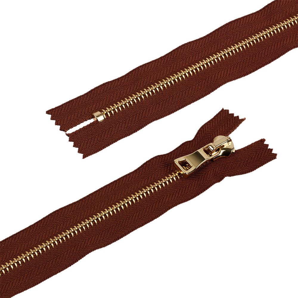 Молния металл Т5 (5 мм) 1 зам., н/раз., 18 см, декор, золото, каштановый Premium, MLP-5 Gamma, 1 шт