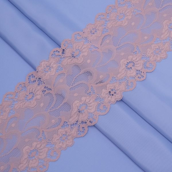 Кружево бельевое эластичное 150 мм / 3.4 метра, цвет пудровый