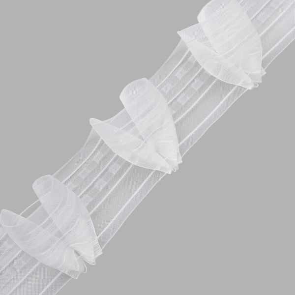 Лента (тесьма) шторная: сборка рюмочная (1:2.5) 80 мм / 10 метров, (2 ряда петель, 4 шнура), прозрачный, ТУ, C8108M