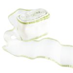 Лента капроновая для бантов 75 мм, / 25 метров, с метал. кромкой, белый/ салатовый, Gamma С 3502 с метал. кромкой