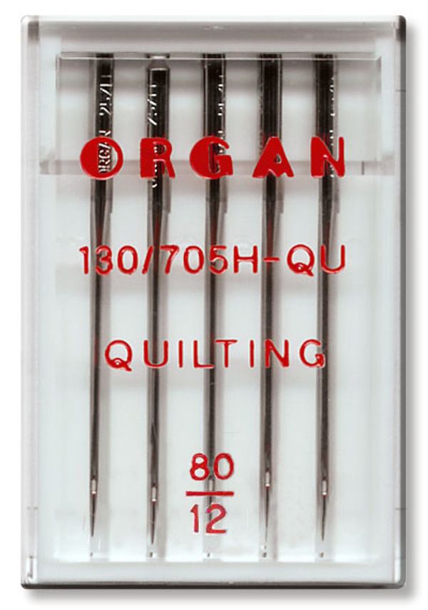 Иглы для швейных машин для квилтинга 130/705 H-QU, №80, 5 игл, в пенале, 5430080 80, ORGAN
