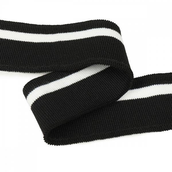 Подвяз (довяз) трикотажный 3.5х80 см, черный с белой полосой, 100% п/э, 2 штуки