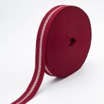 Тесьма отделочная 25 мм / 50 метров, 97%п/э, 3% метанит, бордовый с серебром, Р.90292